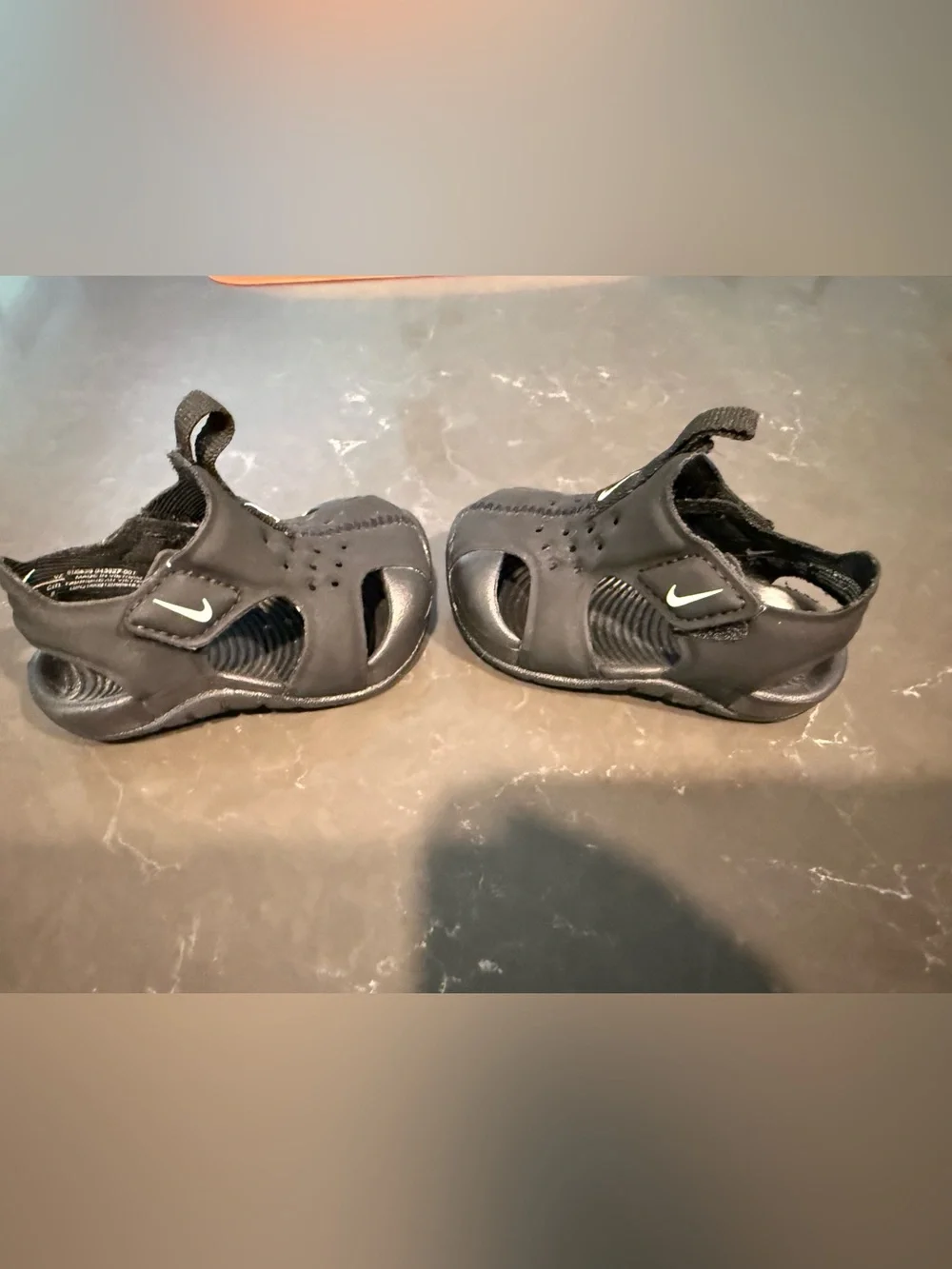 GUC- Nike Kids Black Water Shoes with White Swoosh 2C
